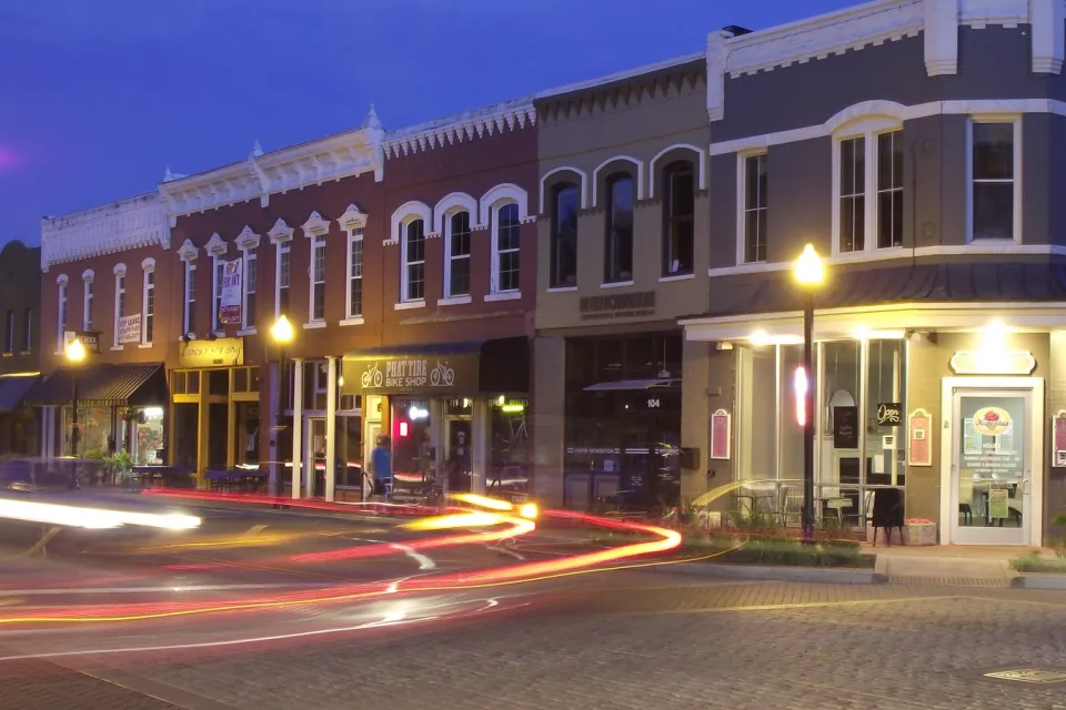 Bentonville, AR Central Avenue at night